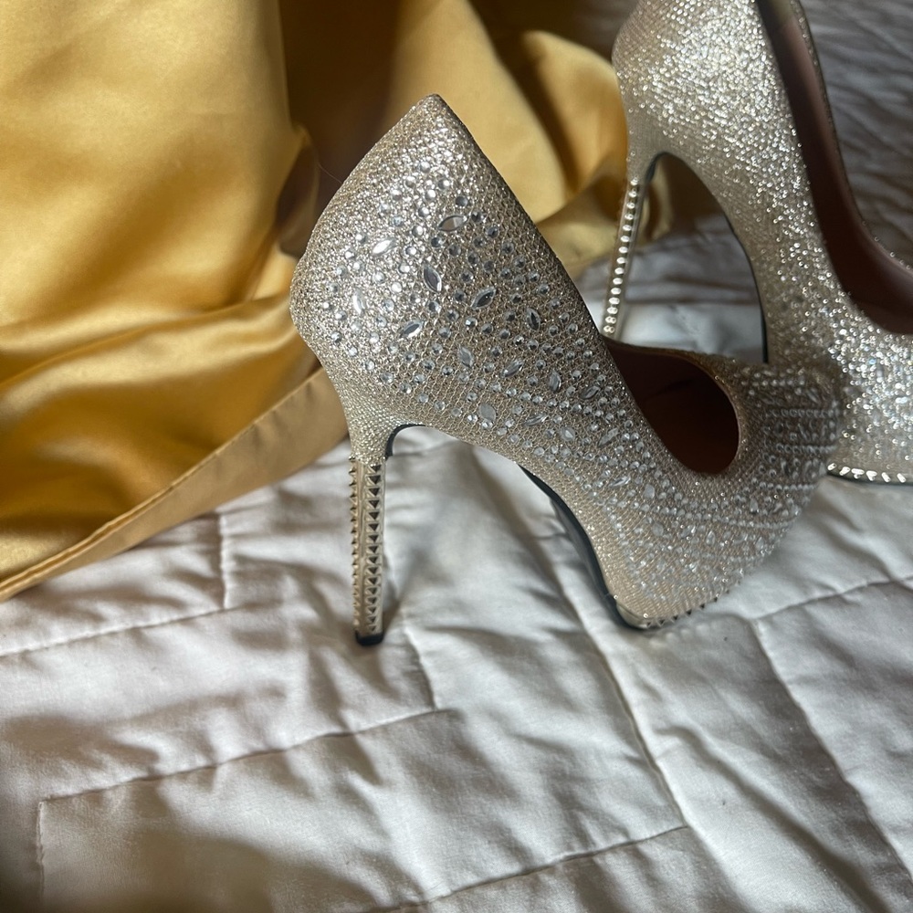 Cheer Dress brand 5” blingy heel.  Worn once.